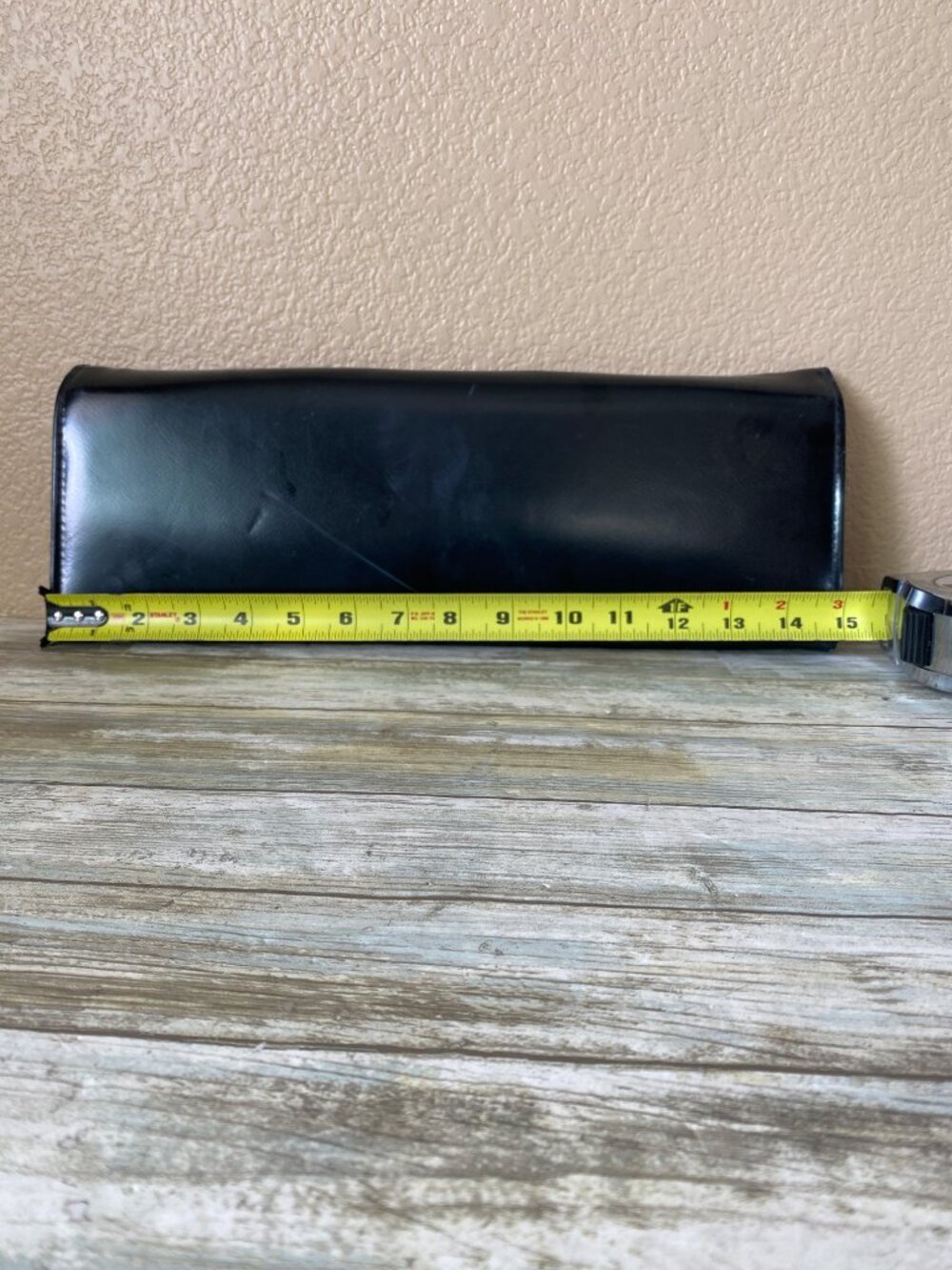 Vintage MCM Aetna USA Black Patent Envelope Clutch Purse Royaltone Lined 15" - Picture 6 of 16